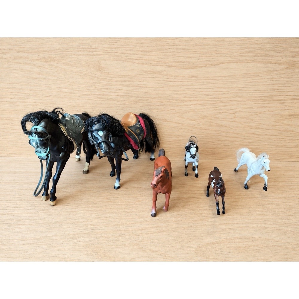 Vintage Model Horse Lot Breyer Kid Kore Marchon Horses Ponies & Tack 6 Pc